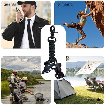 KUNN Double End Tactical Glove Clips Work Glove Holders Hardhat Holder for Heavy Duty Belt,Outdoor Backpack - color: Black