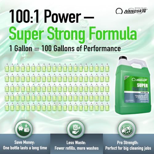 Nanoskin Ultra Line SUPER CHARGER SiO2 Touchless Spray-On/Rinse-Off Sealant 30 Gallons- Car Wash Paint & Glass Spray for Car Detailing | Safe for Cars, Trucks, Motorcycles, RVs & More | 100:1 Dilution - size: 3840 Fl Oz (Pack of 1)