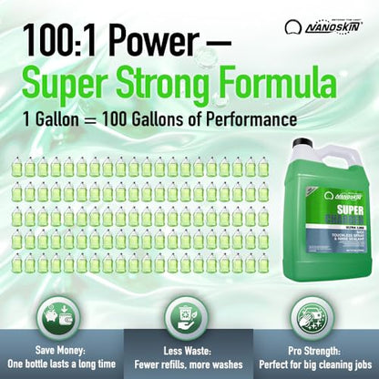 Nanoskin Ultra Line SUPER CHARGER SiO2 Touchless Spray-On/Rinse-Off Sealant 30 Gallons- Car Wash Paint & Glass Spray for Car Detailing | Safe for Cars, Trucks, Motorcycles, RVs & More | 100:1 Dilution - size: 3840 Fl Oz (Pack of 1)