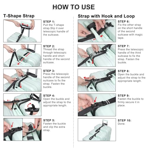 Vigorport Luggage Connector, Straps for Suitcase, Add A Bag Adjustable Attachment Accessories (Medium-Cam Buckle) - size: Medium-Cam Buckle