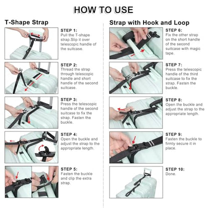 Vigorport Luggage Connector, Straps for Suitcase, Add A Bag Adjustable Attachment Accessories (Medium-Cam Buckle) - size: Medium-Cam Buckle