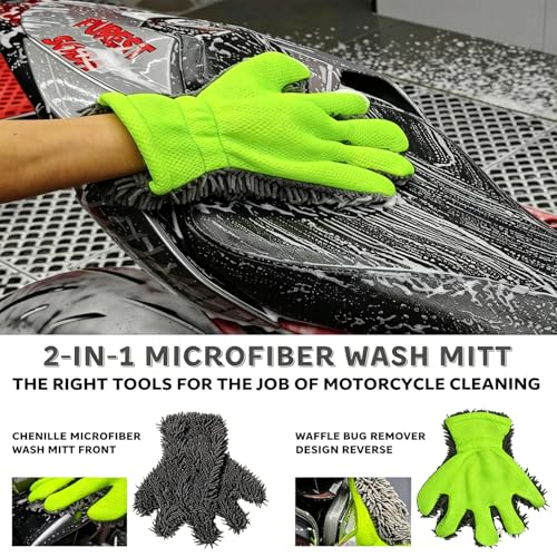 Sutekus 8Pcs Car Wheel Cleaning Kit, Tire & Rim Detailing Set with Hard Reach Bendable and Stiff Tire Brushes, Microfiber Mitt & Towel for Car Motorcycle SUV
