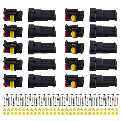 MUYI 10 Kit 3 Pin Way Waterproof Electrical Connector 1.5mm Series Terminals Water Resistend - style: 3pin connector(10 sets)