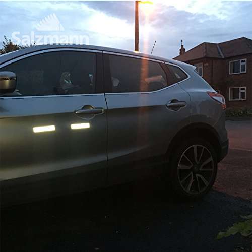 Salzmann Diamond Grade Reflective Sticker, 4pcs, Waterproof, All-Weather, 3M Material, White, for Car | Made with 3M Reflective Material | Waterproof Safety Decals | Yellow, Orange, Red & White - color: White
