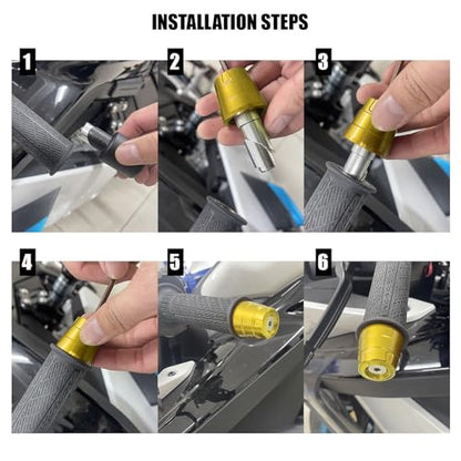 Universal Motorcycle Bar Ends Plug, 7/8" 22mm CNC Aluminum Alloy Motorcycle Handle bar Ends Plugs Compatible With Honda Kawasaki Suzuki Yamaha And Almost Motorcycle Model (Gold) - color: Gold