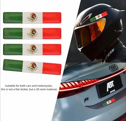 4-Pack Mexico Flag 3D Epoxy Car Stickers – Reflective Waterproof Decals for Cars, Trucks, Motorcycles, Helmets, Laptops & More, Durable Mexican Pride Auto Accessories