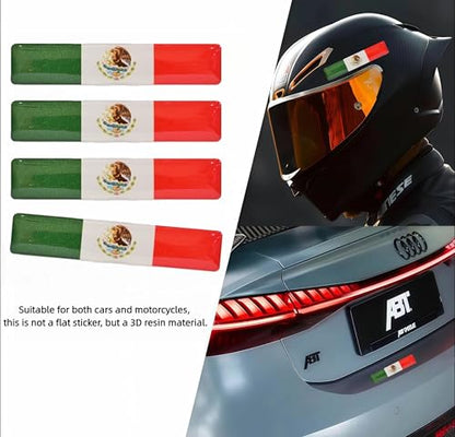 4-Pack Mexico Flag 3D Epoxy Car Stickers – Reflective Waterproof Decals for Cars, Trucks, Motorcycles, Helmets, Laptops & More, Durable Mexican Pride Auto Accessories