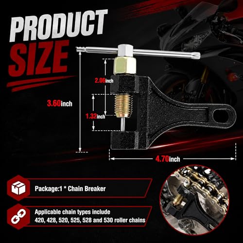 Motorcycle Chain Breaker Tool,Non-slip Motorcycle Chain Link Removal Tool for #420 428 520 525 528 530,Professional Motorcycles Chains Link Tools for Scooter Dirt Bike