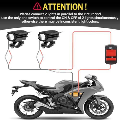 Windance 2PCS Motorcycle LED Headlight,4 Modes Hi/Lo Beam Yellow White 6500K waterproof Aux Spotlight for Tractor Truck/ATV UTV SUV/Boat 9V-85V (Black2pcs+Bracket) - style: Black2pcs+Bracket