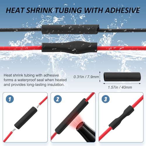 Connector Waterproof, 18 AWG Automotive Electrical Connectors Male and Female Way with Heat Shrink Tubing for Car Truck Boat and Other Wire Connections (3pin 6 Kits) - size: 3pin 6 Kits