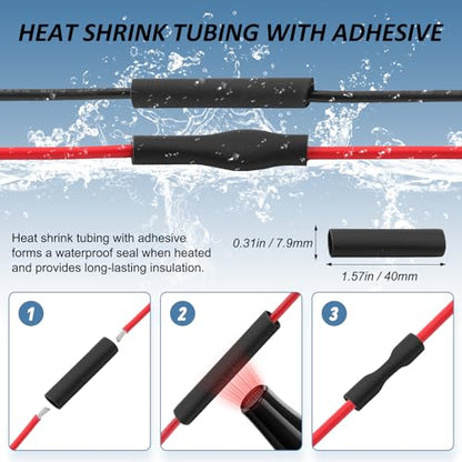 Connector Waterproof, 18 AWG Automotive Electrical Connectors Male and Female Way with Heat Shrink Tubing for Car Truck Boat and Other Wire Connections (2pin 6 Kits) - size: 2pin 6 Kits