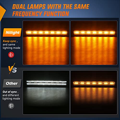 Nilight 20Inch 420W LED Light Bar 2PCS 4Inch 60W Light Pods Amber White Strobe 6 Modes Memory Function Reset Function Off Road Truck with 16AWG Wiring Harness Kit-3 Lead - color: Amber&White - 20Inch Light Bar + 2Pcs 4Inch Pods + Wiring Harness + 6 Modes