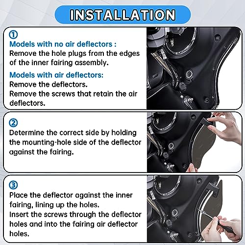 Fairing Air Deflectors, PSLER Fairing Side Wing Windshield, Fairing Side Shield, Adjustable Wind Deflectors for Electra Glide Street Glide Trike 2014-2023, Smoke