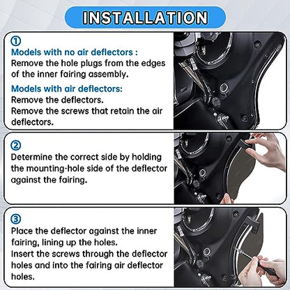 Fairing Air Deflectors, PSLER Fairing Side Wing Windshield, Fairing Side Shield, Adjustable Wind Deflectors for Electra Glide Street Glide Trike 2014-2023, Smoke