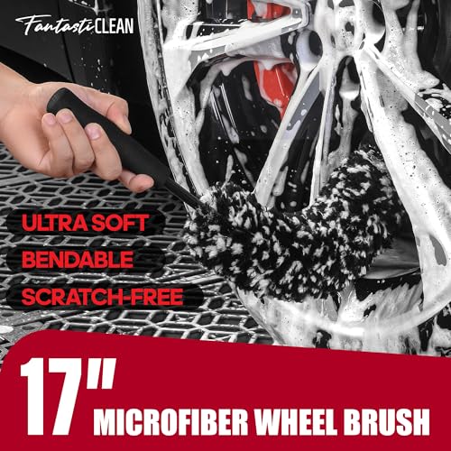 Fantasticlean 7PCS Car Wheel Brush Kit for Car Owners Detailers, Soft-bristled Brush, Tire brush for Car Detailing, Rim Cleaning Tape, Bendable & Curved Brushes and Pads for Home Shop, Cars Trucks RVs - size: 7PCS-WDK004