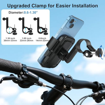 Motorcycle Bike Phone Mount, 1s Auto Lock Shockproof Anti-Shake 360° Rotation, Bicycle Electric Scooter Ebike Handlebar Cell Phone Holder for 4.7''-7.2'' Smartphones