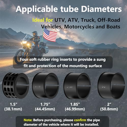 LOKTENWO Thicken UTV LED Light Bar Mounts 2PCS, Heavy Duty CNC Aluminum 360° Adjustable Whip Light Mount Light bar Mounting Bracket, Fit 1.5''/1.75''/1.85''/2''/2.1'' Roll Cage