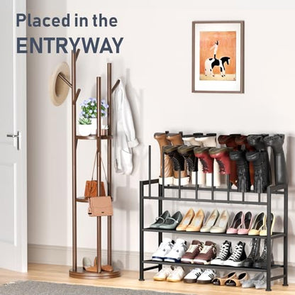 DIMJ Boot Rack 4-Tier - Black Metal Boot Storage Rack for Tall Boots Organizer Tall Boots, Multiuse Shoe Rack for Boots, Sneakers, High-Heel, Entryway, Fit for 8 Pairs, Black - size: 4-Tier 8 Pair