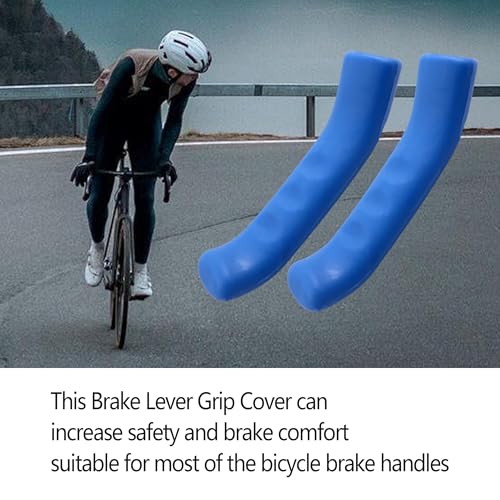 2 Pairs Bicycle Brake Lever Grip Protector Cover, Non-Slip Brake Lever Grip, Silicone Sleeve Universal Brake Protection Handle Cover for Bicycle, Cycling, Road/Mountain Bikes, Blue - color: Blue