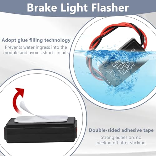 ecocstm 2 PCS GS-100A Brake Light Flasher Strobe, 12V-24V Brake Light Tail Stop Light Flash Strobe, LED Flash Module Flash Strobe Controller for Motorcycles Cars Trucks Brake Light Tail Stop Light