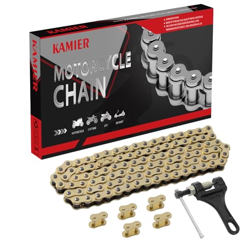 KAMIER 428 Drive Chain 102 Links Gold with Chain Breaker for 50cc 70cc 90cc 110cc 125cc CT90 CT110 TaoTao Coolster Vitacci Apollo Trailmaster Pit Dirt Bike 4 Wheeler ATV Quad Go Kart Heavy Duty Parts - style: 102