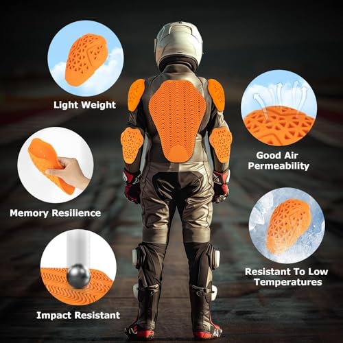 PSLER Full CE Level 2 Certified Motorcycle Armor Back Pad, Elbow and Shoulder Protection Pads Set for Motorcycle Jackets, 5PCS - size: Level 2 Back+Shoulder+Elbow