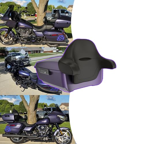 Advanblack 2025 Road Glide King Tour Trunk Pack Black Latch Wrap-Around Backrest Compatible with 1997-2025 Harley Touring Road Glide, Street Glide, Electra Glide (Purple Abyss Denim) - color: Purple Abyss Denim