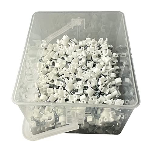 On1shelf White Round Cable Clips K-Type Trade Box, (8mm / 0.31") - 500 Pieces