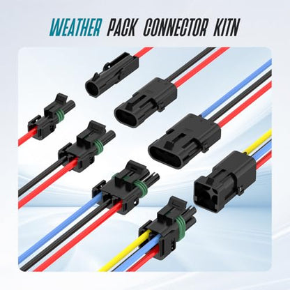 Weather Pack Connectors 26 Kits 1/2/3/4 Pin Automotive Waterproof Electrical Connectors Sealed Male Female Terminals with Removal Tool 18-14 AWG for Car Truck Marine Motorcycle - size: 1-4pin 26sets/18-14AWG