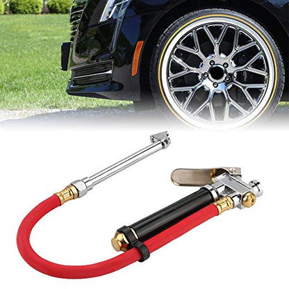 Tire Inflator, Handheld Car Pressure Filler with Dual Chuck Gauge for Vehicles, Portable Tire Hose Tool