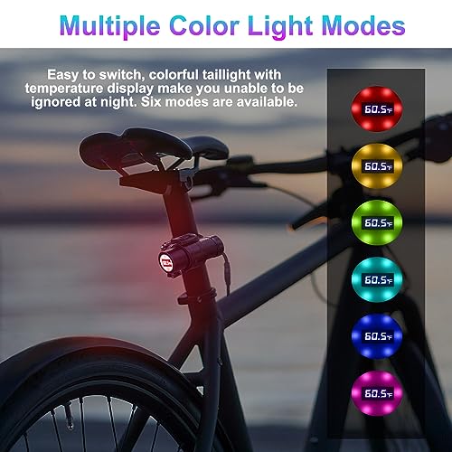 VSYSTO Bike Camera, WiFi 2K Bicycle Cam with Temperature Display Taillight, 170° Wide Angle Night Vision SONYIMX335 Lens Waterproof Motorcycle Helmet Dash Cam (2K Camera with Temperature Sensor) - style: 2K Camera with temperature sensor