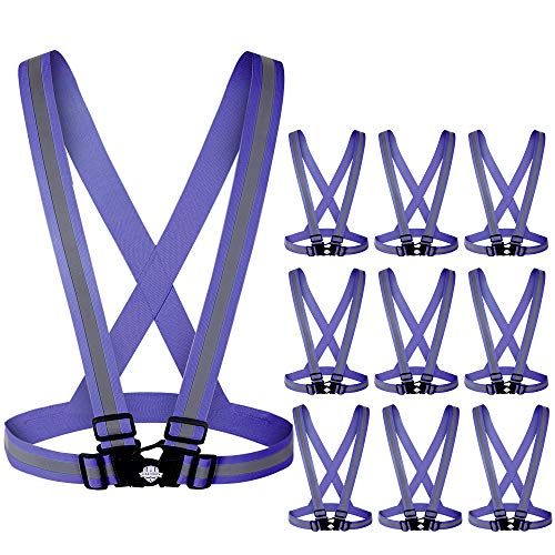 Dazonity High Visibility Safety Vest,10 Packs,Lightweight,Adjustable & Elastic Vest,Hi Vis Reflective Strips, Fit for Men & Women, Construction,Cycling, Runnning, Surveyor, (Blue) - color: Blue-10packs