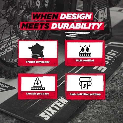 SIXTEN BMW Marker Motorcycle Mat 94.5 x 37.4 in - Eco-Friendly Garage and Paddock Mat - Washable, Oil Absorbent and Eco-Friendly - Motorcycle Protection Mat