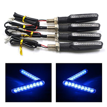 4Pcs Motorcycle LED Turn Signal Lights Blinkers Indicator Lights (Blue) - color: Blue