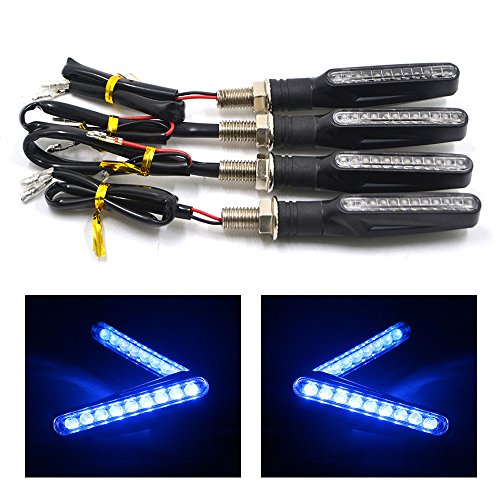 4Pcs Motorcycle LED Turn Signal Lights Blinkers Indicator Lights (Blue) - color: Blue