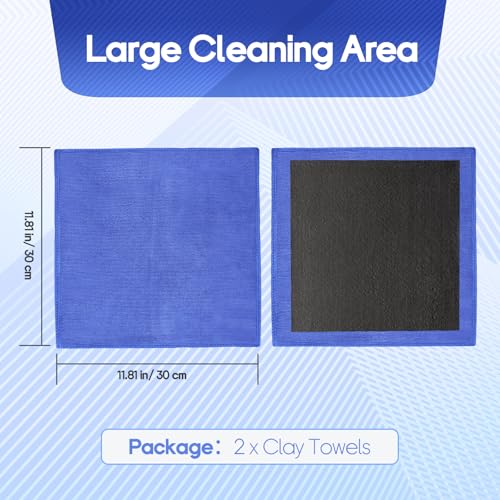 2PCS Clay Towel Auto Detailing, Clay Bar Towel Cloth Auto Detailing for Car (12 x 12 in) (Blue) - color: Blue