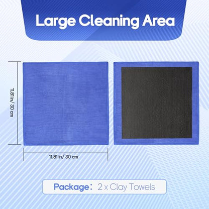 2PCS Clay Towel Auto Detailing, Clay Bar Towel Cloth Auto Detailing for Car (12 x 12 in) (Blue) - color: Blue