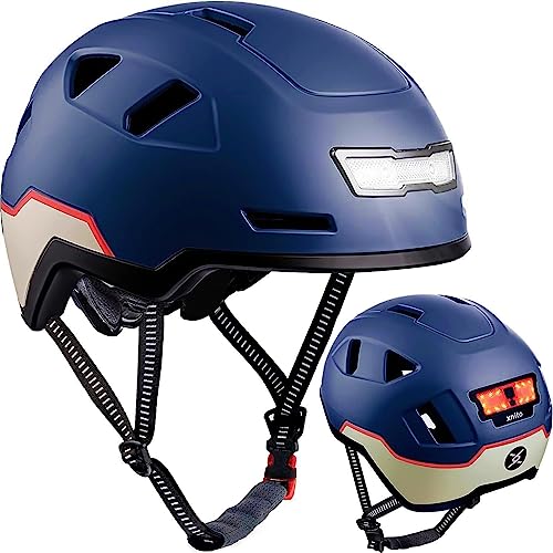 XNITO Bike Helmet with LED Lights - Urban Bicycle Helmet for Adults, Men & Women - CPSC & NTA-8776 Dual Certified - Class 3 E-Bikes, Scooters, Onewheel, Commuter, Mountain - color: Logan, size: Large