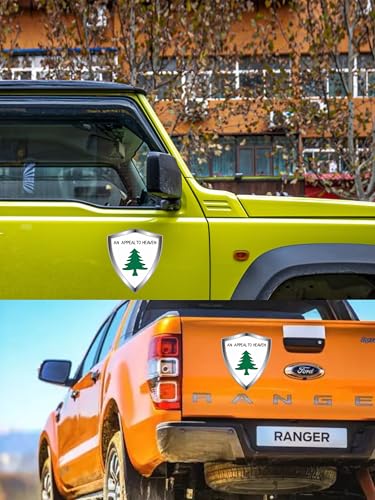 an Appeal to Heaven Flag Decal Sticker - Small Pine Tree Flags Shield Shape Reflective Vinyl Car Stickers - for Car Window Bumper Laptop Waterproof Sticker (5Pcs) - color: Small Saplings