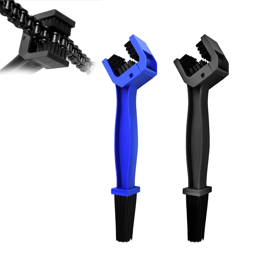 2 PCS Bike or Motorcycle Chain Washer,Grunge Brush Chain Degreaser for Bicycle Motorcycle Chain Brush, Universal Bicycle Chain Cleaning Brush Tool for Mountain Bike Heavy Duty Motorcycle ，(Blue，Black) - style: Set of 2