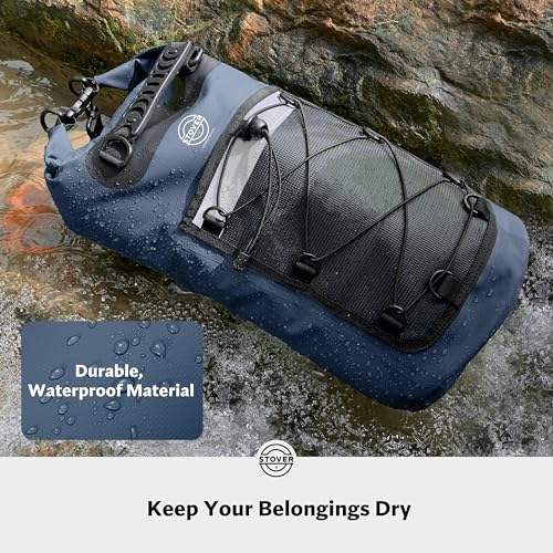 STOVER 5/10/25/30/40/55L Waterproof Dry Bag- Roll-Top Backpack w/Phone Case- Kayaking, Hiking, Camping, Boating- Men/Women - color: 30l Navy Blue (With Phone Case), size: 30L