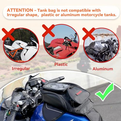 Dracarys Motorcycle Tank Bag - Oxford Saddle Black Motorbike Bag - Strong Magnetic Bag for Honda Yamaha Suzuki Kawasaki Harley - size: 4Liter
