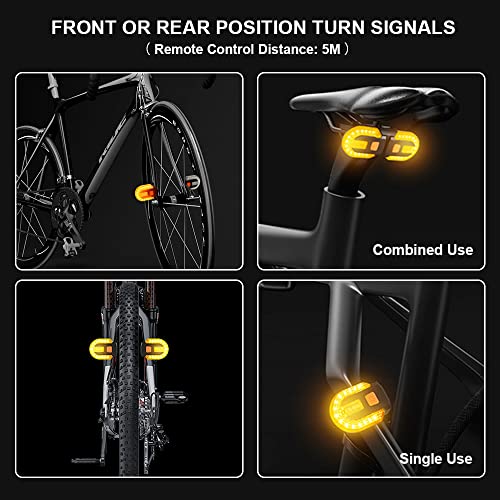 JINKEY Bike Turn Signals,Bright Bicycle Turn Signals Front Back IPX5 Waterproof Wireless Remote Control Rear Bike Light USB Rechargeable LED Bike Flashlight for Mountain Bike,Bicycle,Scooter - color: Style 1