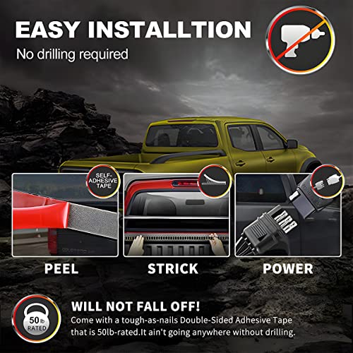 Truck Tailgate Light Bar, LED Single Row Tailgate Light Strip with Red Running Brake Lights Turn Signal White Reverse Light, IP67 Waterproof Light Strip for Cargo Truck SUV RV Boat (60'') - size: 60''