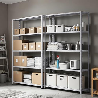 2500 LBS Capacity Heavy Duty Steel Shelving Unit, 5-Tier Garage Storage Shelves for Pantry, Basement, Kitchen, Laundry, Bathroom - Adjustable Metal Rack, 36 x 12 x 68 Inches - size: 68"D x 35.4"W x 12"H-Silver