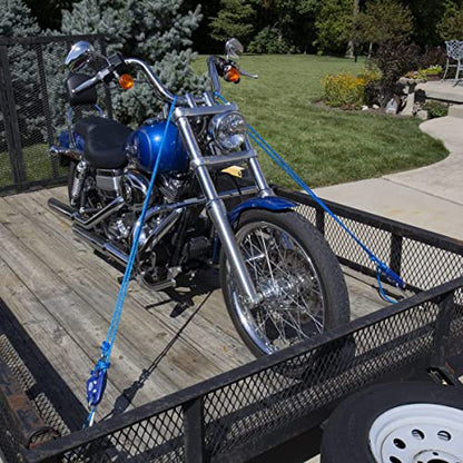 Tie Boss - 3/8 Inch, Heavy Duty, (300 lbs Working Load Limit), Weather Resistant, Tie Down, Rope Tightening System, (w/15 ft Rope) - Blue (Blue) - color: Blue