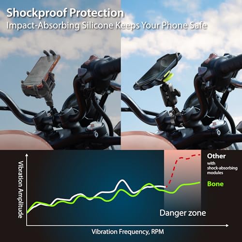 Bone Moto Tie Connect Kit 3 - Handlebar, Magnetic Motorcycle Phone Mount, Detachable & 360° Rotatable, Heavy Duty & Shock-Absorbing Scooter Phone Holder for iPhone & 4.7"–7.2" Smartphones (Handlebar) - style: Motorcycle - Handlebar