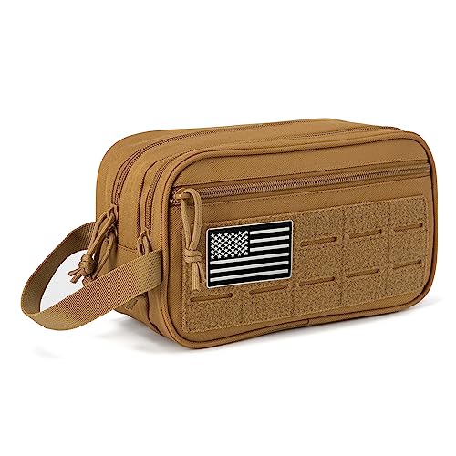 QT&QY Tactical Toiletry Bag For Men Hygiene Bag EDC Military Tool Molle Pouches Small Dopp Kit Mens Shaving Kit Travel shower Bags - color: 1 US Khaki