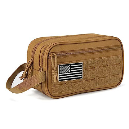 QT&QY Tactical Toiletry Bag For Men Hygiene Bag EDC Military Tool Molle Pouches Small Dopp Kit Mens Shaving Kit Travel shower Bags - color: 1 US Khaki