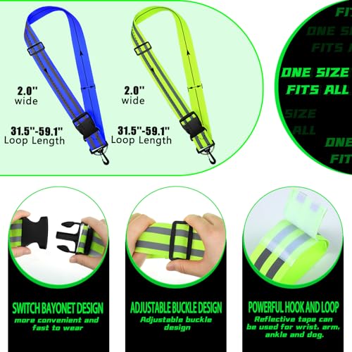 Saintrygo Reflective Sash for Walking at Night Running Gear Safety Reflective High Visibility Jacket Adjustable Sash for Walking Cycling at Night - color: Fluorescent Green,Blue